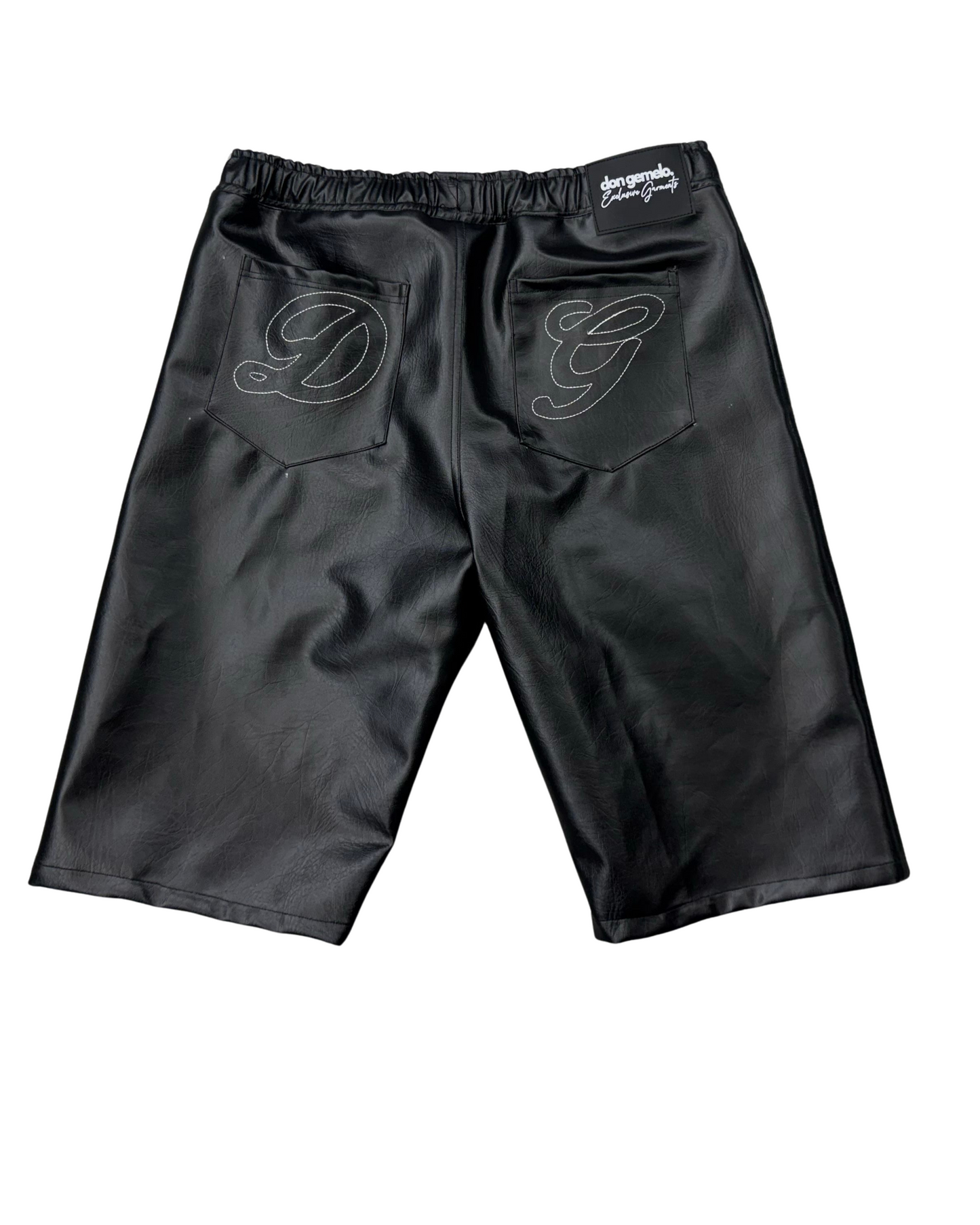 Triple Black Leather Shorts