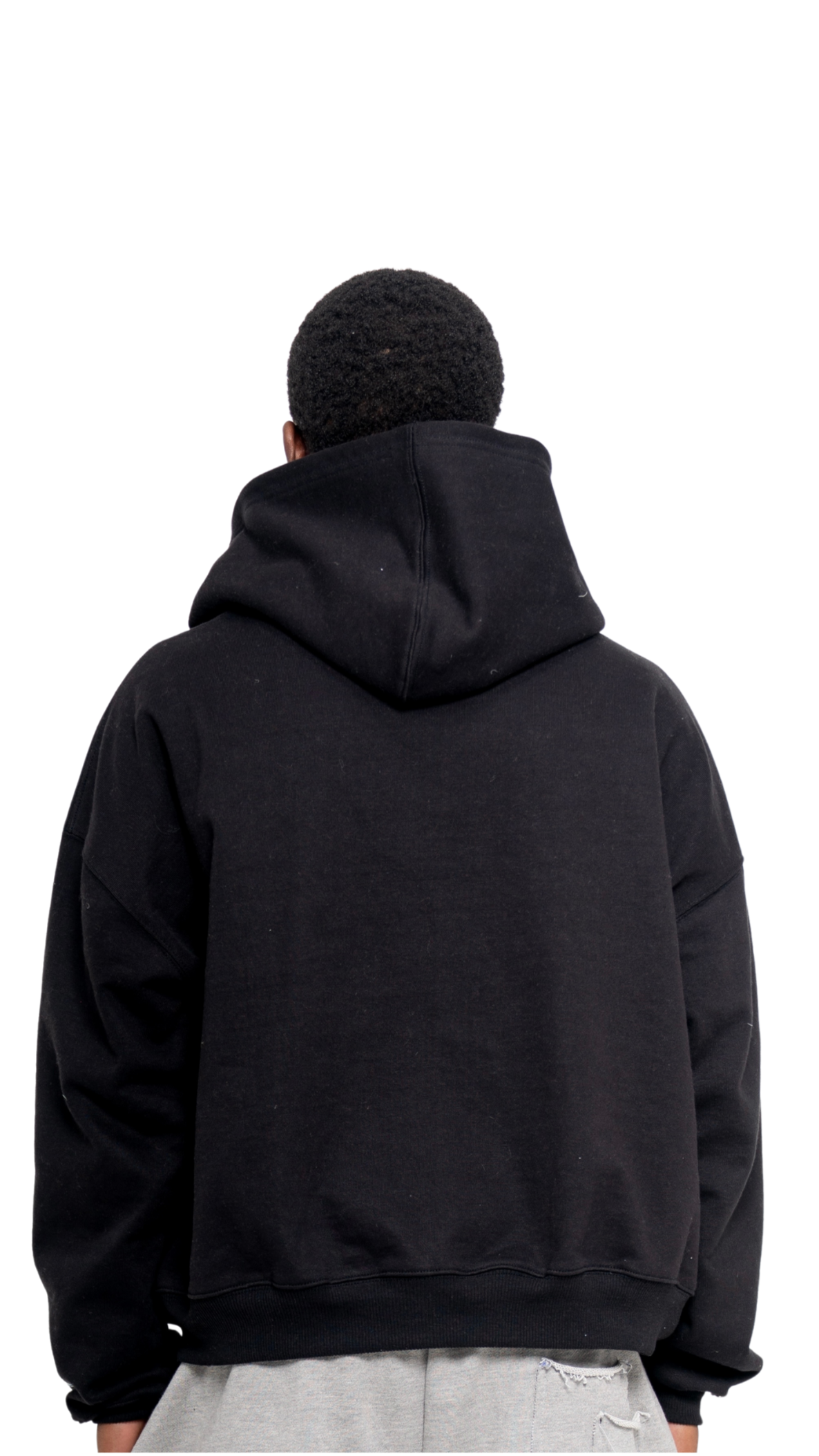 BLACK DOUBLE DENIM ZIP UP