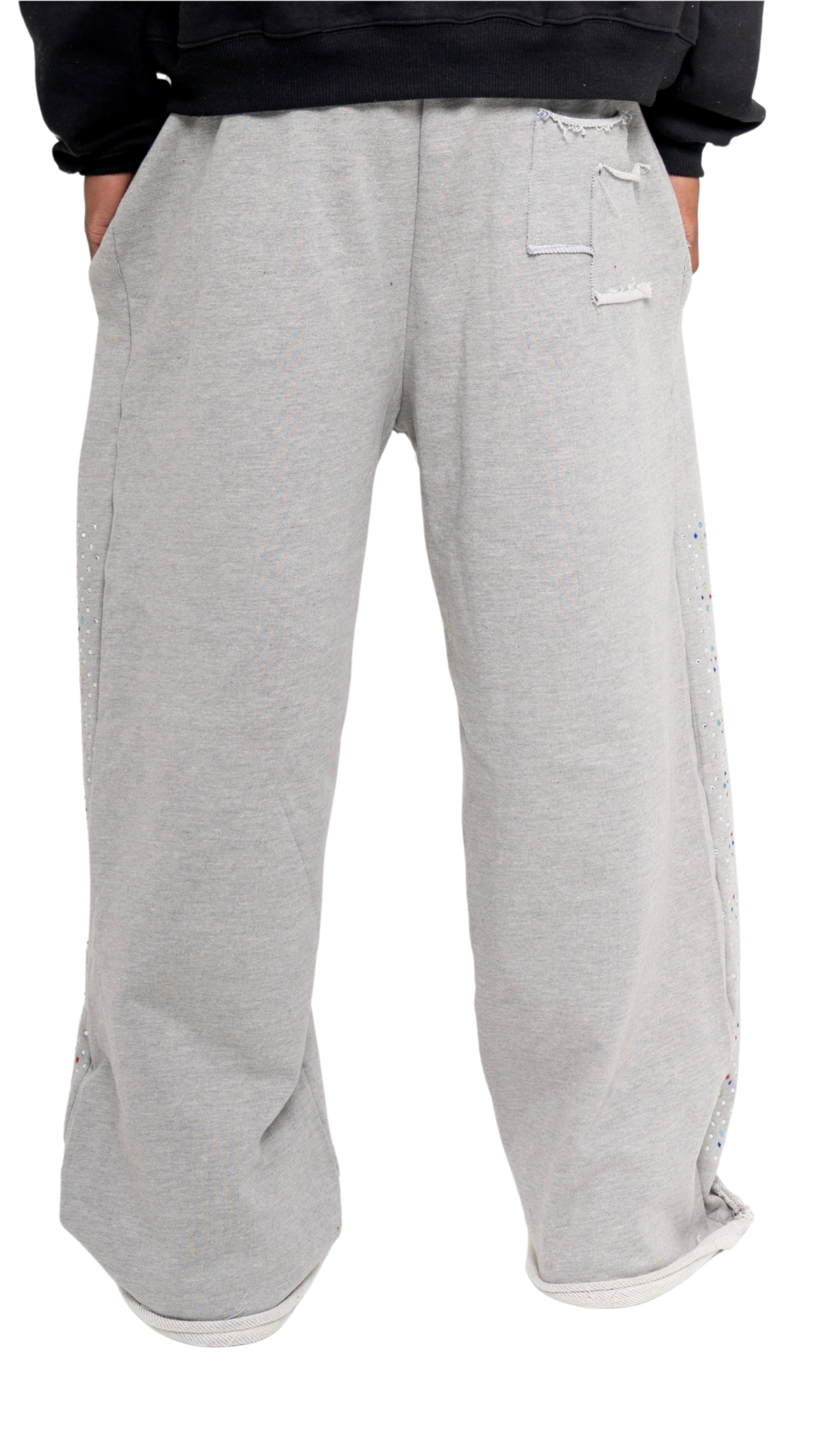 GREY RHINESTONE SWEATS