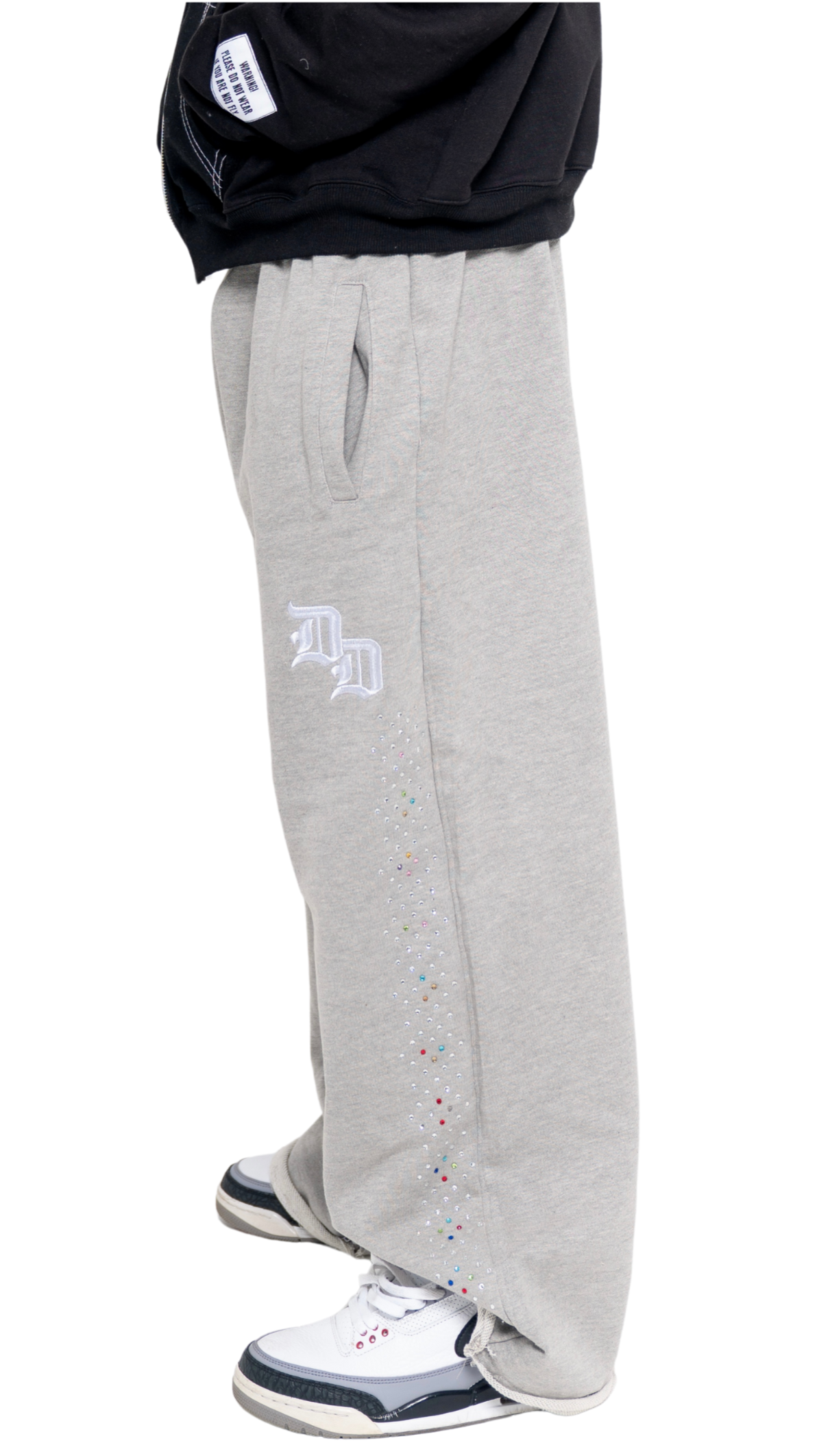 GREY RHINESTONE SWEATS