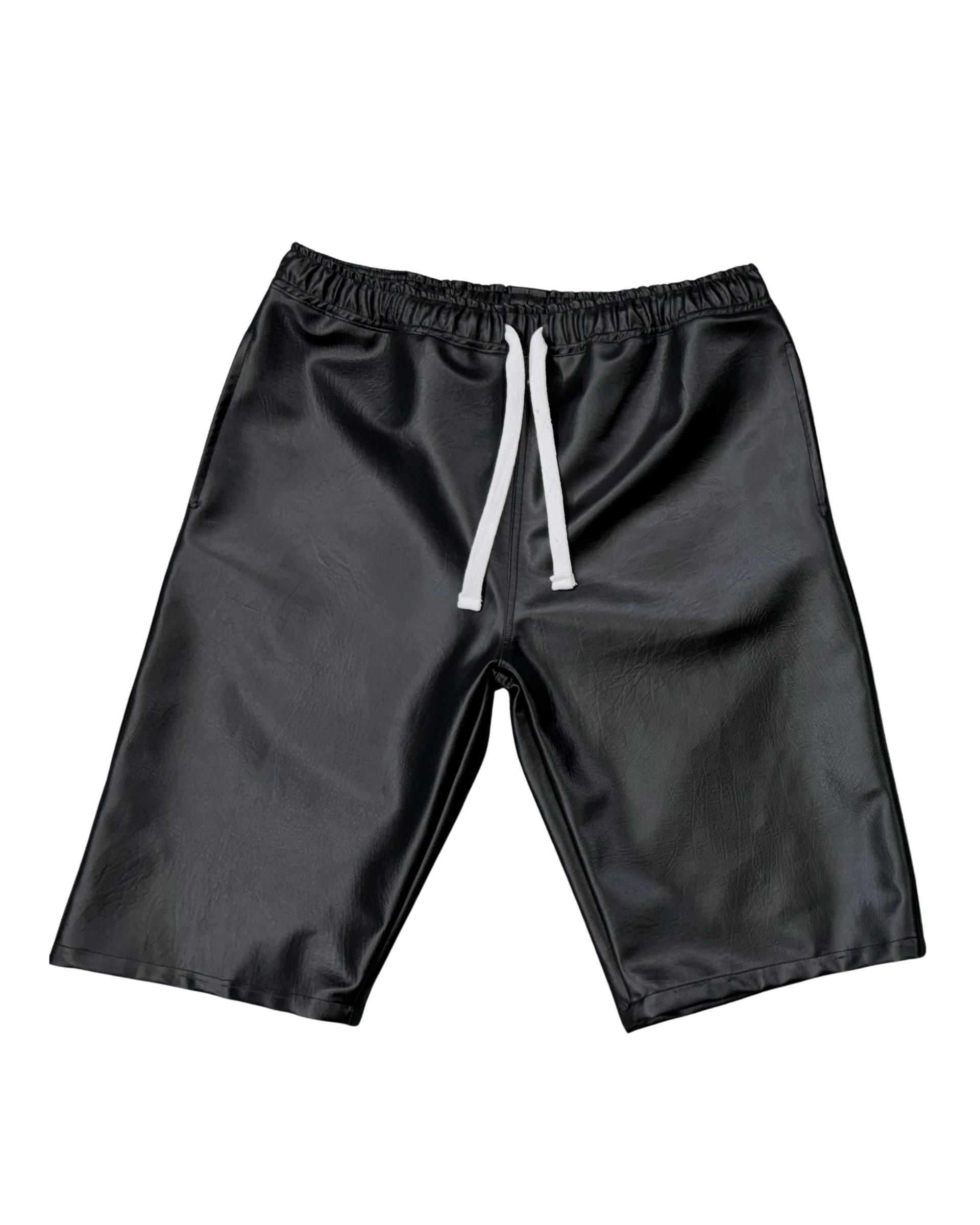 Triple Black Leather Shorts